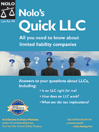 Nolo's Quick LLC: All You Need to Know About Limited Liability Companies By Anthony Mancuso 